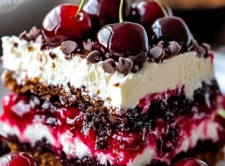 Cherry chocolate chip poke cake image